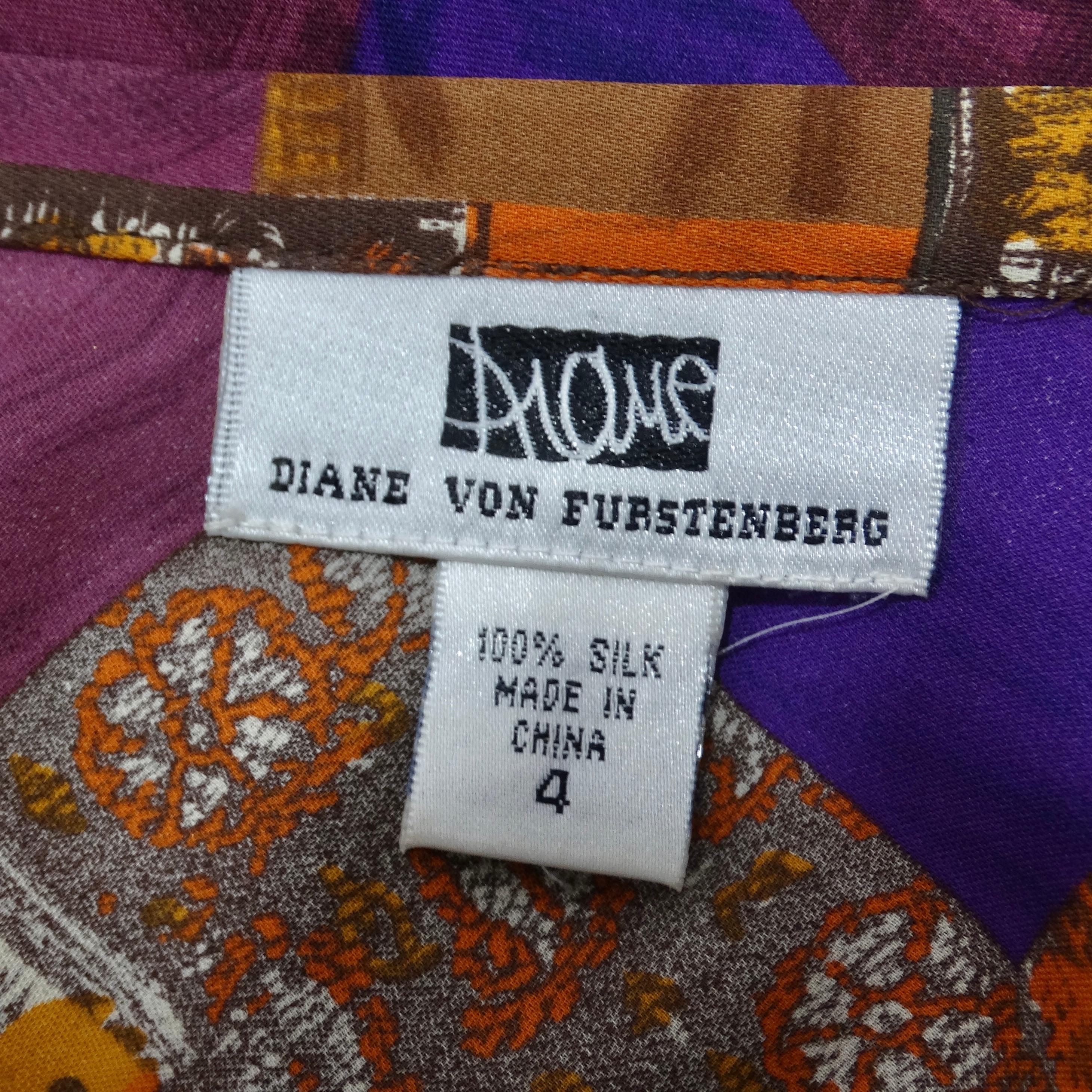 Diane Von Furstenberg Y2K Printed Silk Maxi Skirt For Sale 3