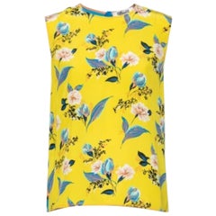 Diane von Furstenberg - Top senza maniche in seta con stampa floreale gialla e blu - L.