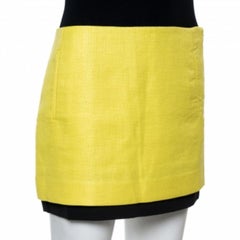 Diane Von Furstenberg Yellow Coated Raffia Elley Mini Skirt S