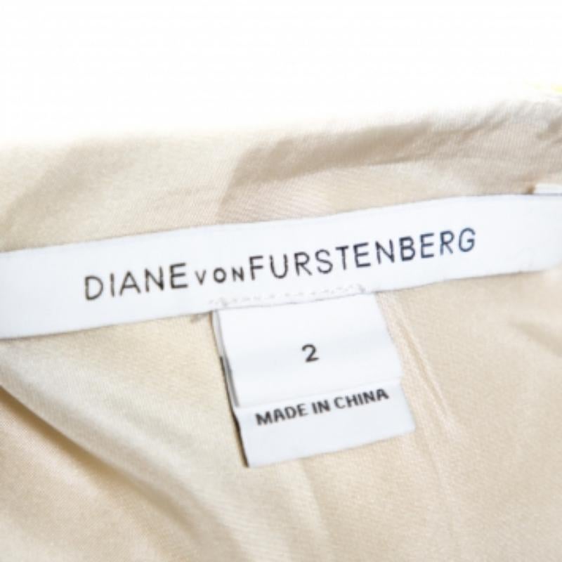 Diane Von Furstenberg Yellow Coated Raffia Elley Mini Skirt S For Sale 1