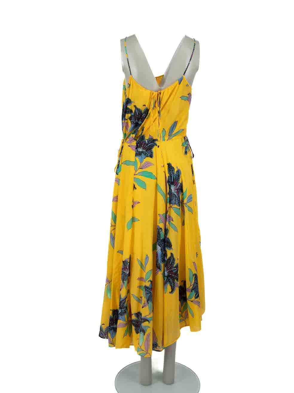 Diane Von Furstenberg Yellow Floral Maxi Dress Size XS In Excellent Condition In London, GB