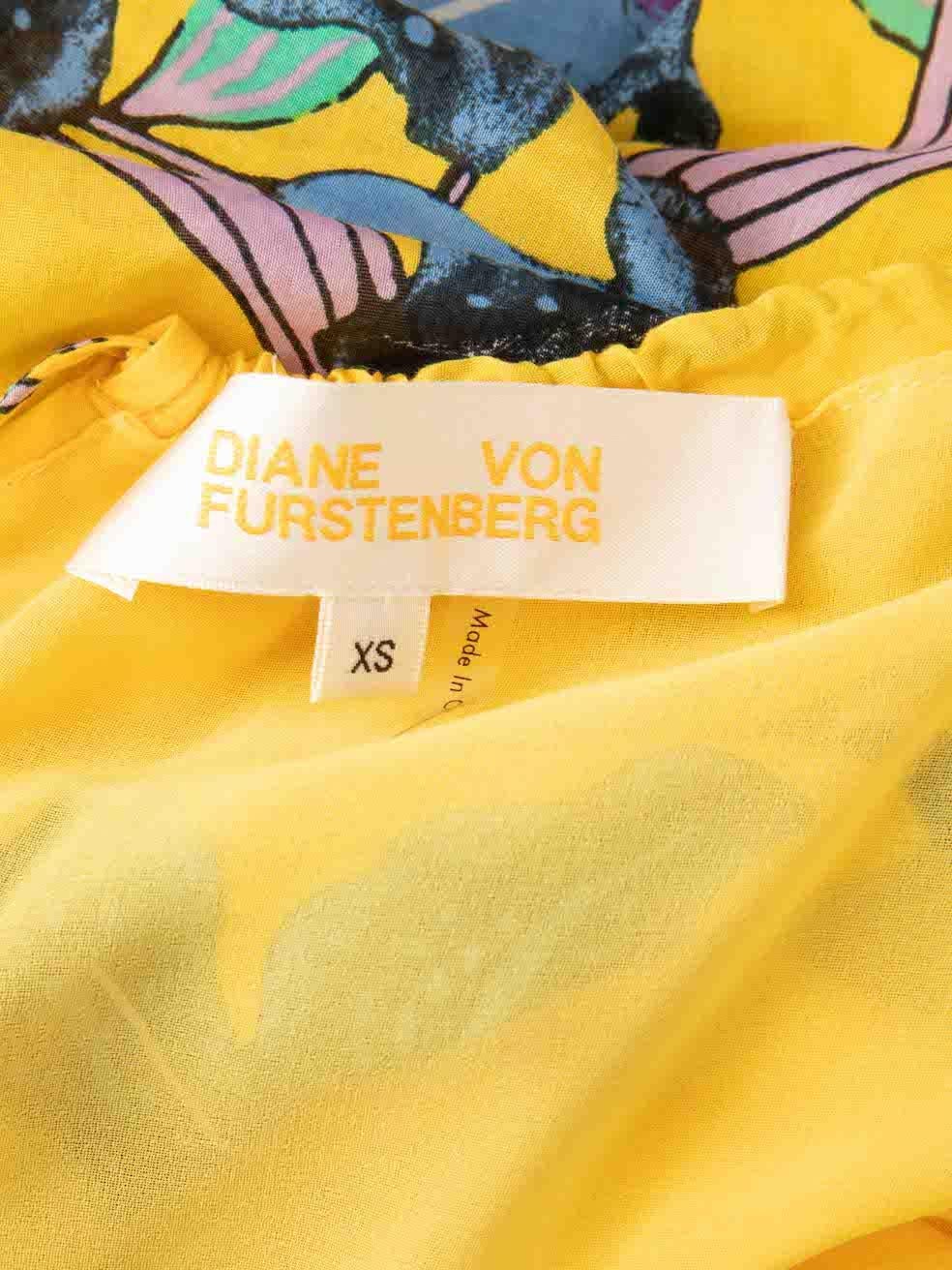 Women's Diane Von Furstenberg Yellow Floral Maxi Dress Size XS