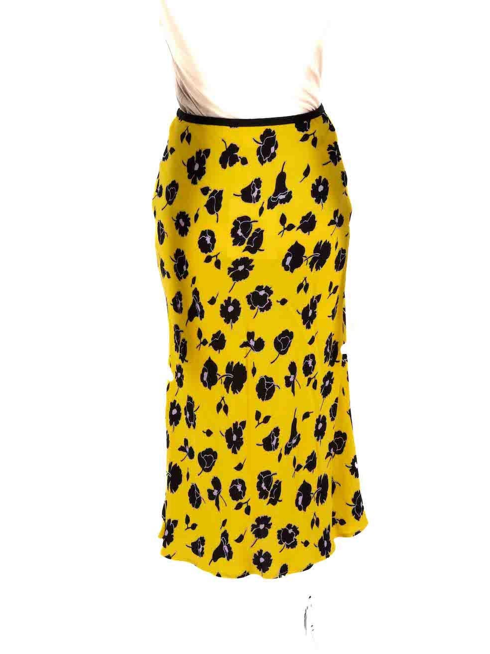 Diane Von Furstenberg Yellow Floral Midi Skirt Size XXS In New Condition In London, GB