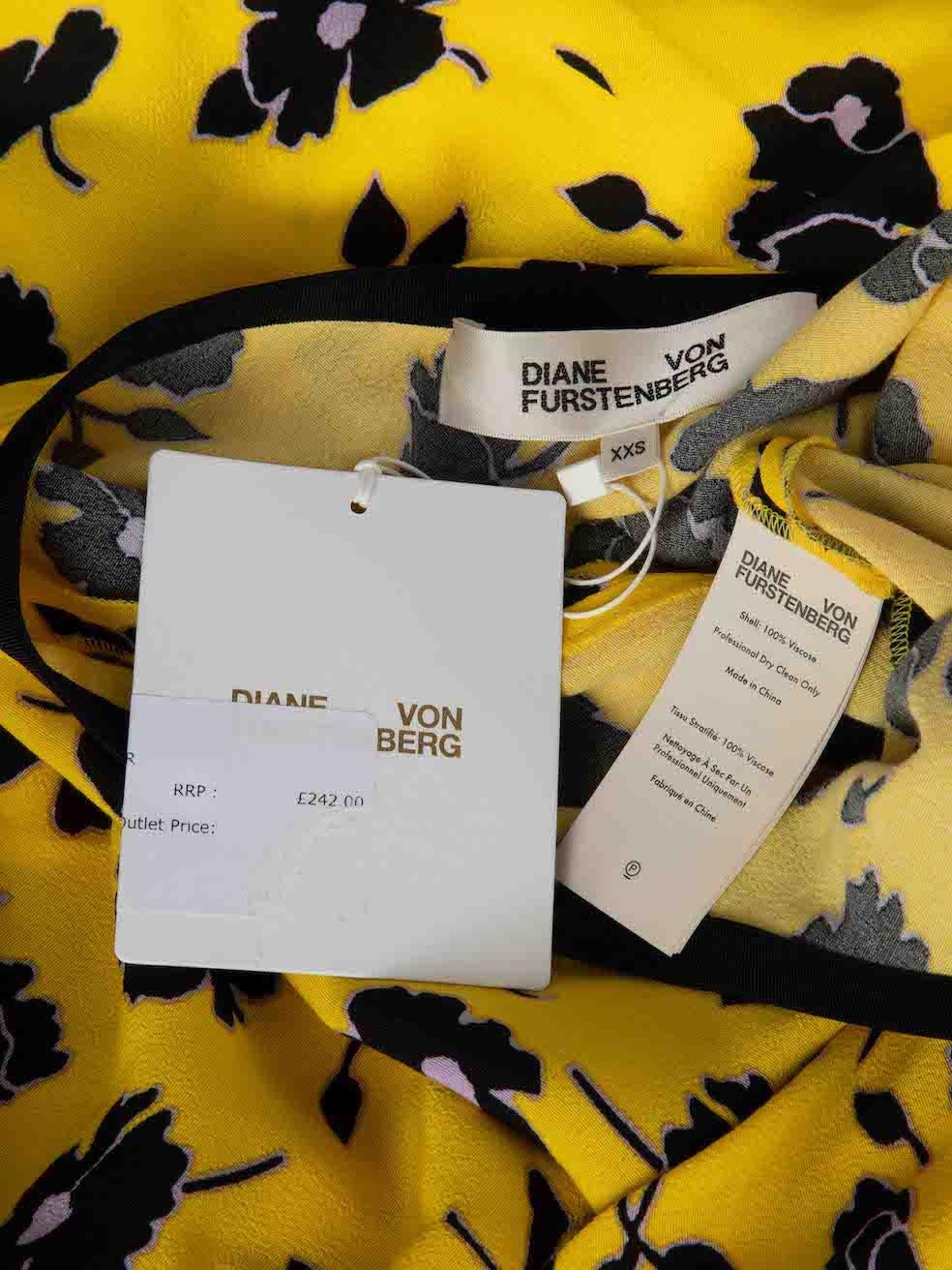 Women's Diane Von Furstenberg Yellow Floral Midi Skirt Size XXS