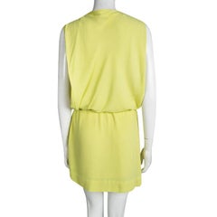 Diane Von Furstenberg Gelbes ärmelloses Gagonkleid mit fallender Taille und gelber Taille S