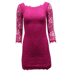 Diane Von Furstenberg Zarita Spitzen-Etuikleid aus rosa Rayon