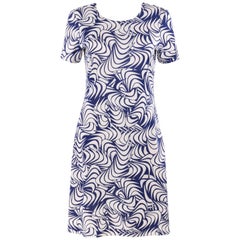 DIANE VON FURSTENBURG c.1990's DVF "Reina" Abstract Print Silk Knit Shift Dress