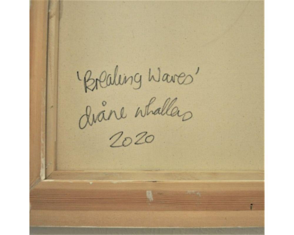 Onde che si infrangono con acrilico e pastello a olio su tela, dipinto di Diane Whalley in vendita 4