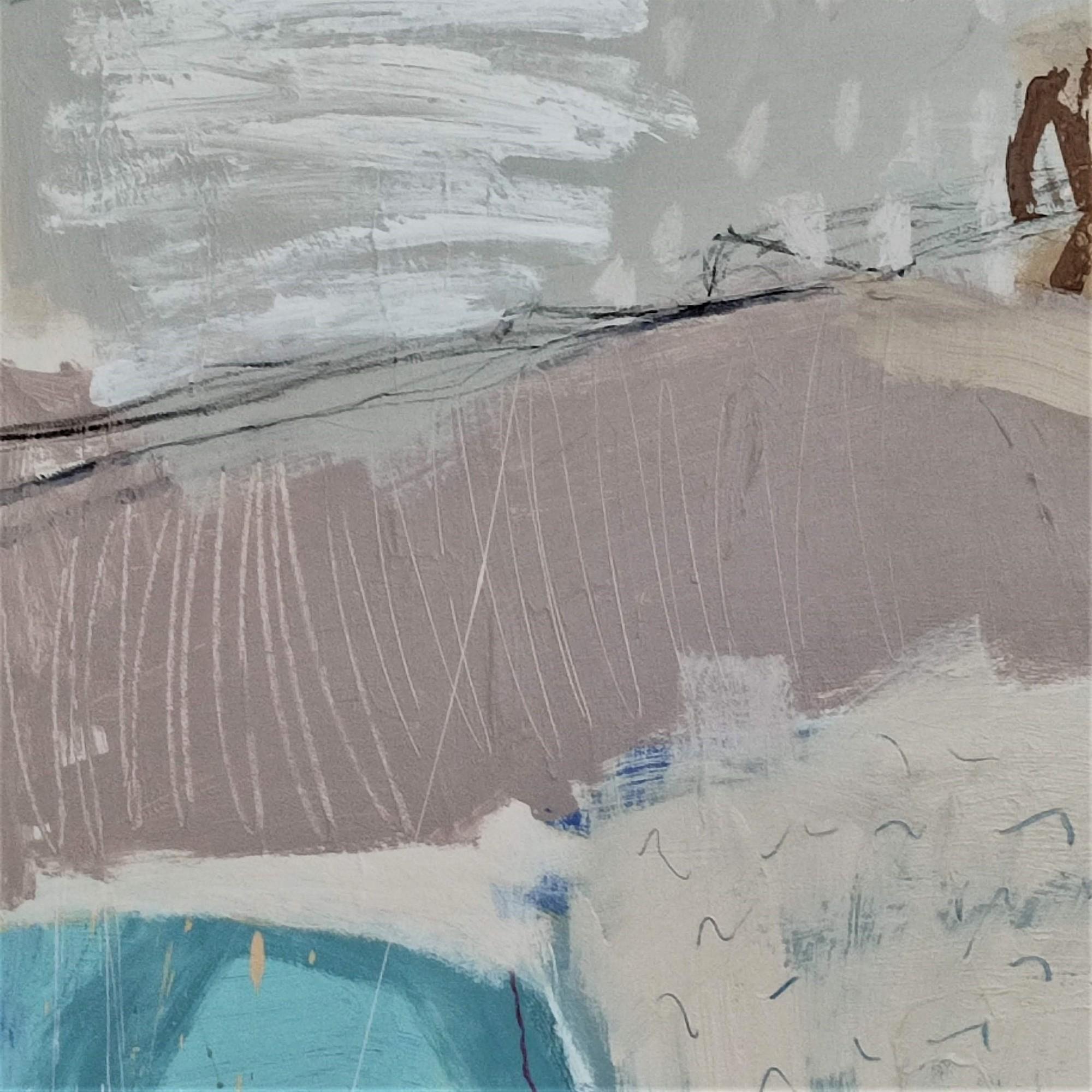 « Crossing the Sand », art abstrait de Cornouailles, œuvre d'art méditerranéen de style St Ives en vente 1