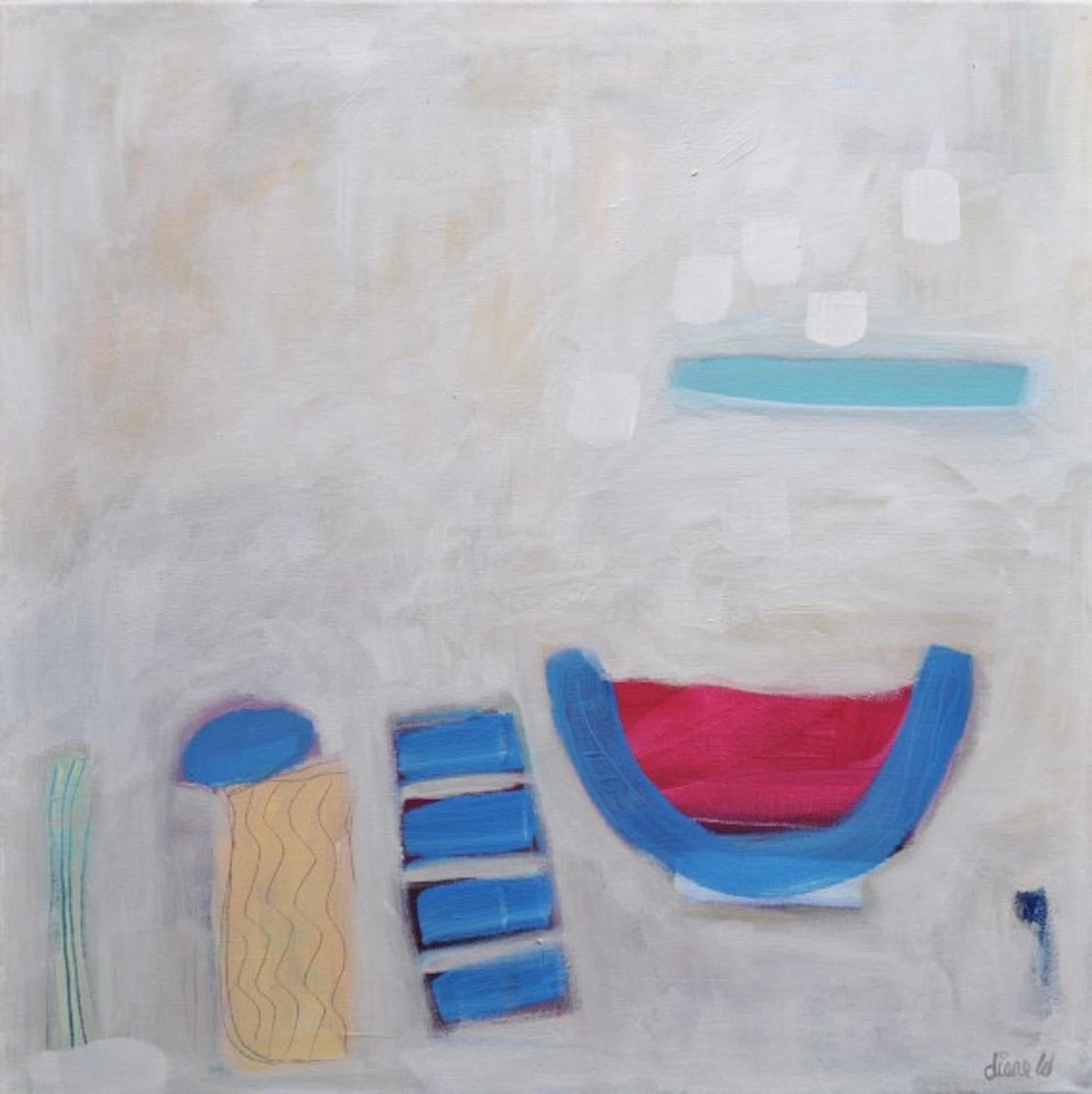 Diane Whalley, The Blue Bowl, Original Abstract Painting, Affordable Art