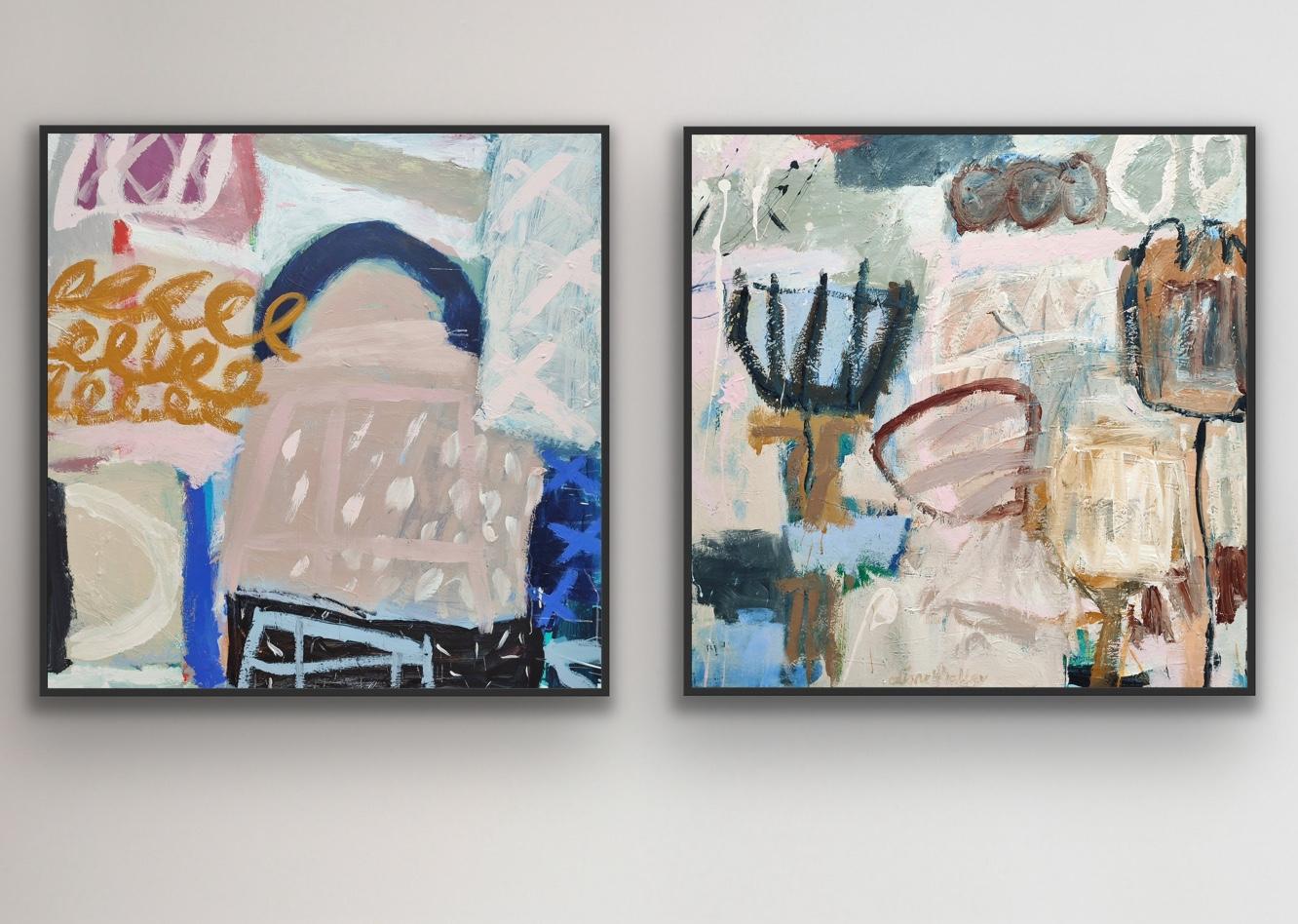 Feeling on Top of the World & Journey Together, diptych, abstract, contemporary