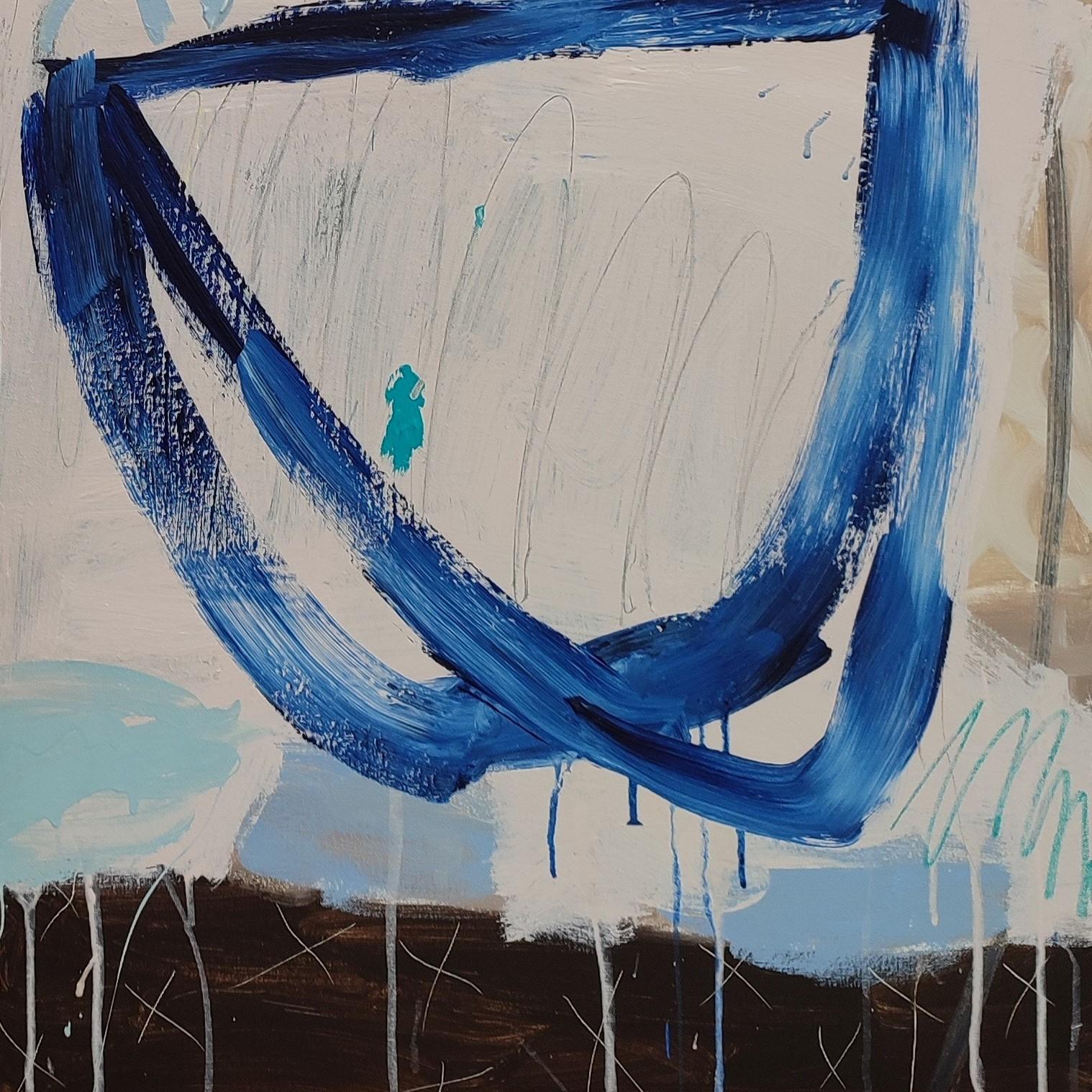 Journey Together ist ein originales abstraktes expressionistisches Gemälde von Diane Whalley mit mehreren Farbschichten auf Leinwand, die über mehrere Tage hinweg mit markierenden Details aufgebaut wurden. Reisen macht viel mehr Spaß, wenn man zu