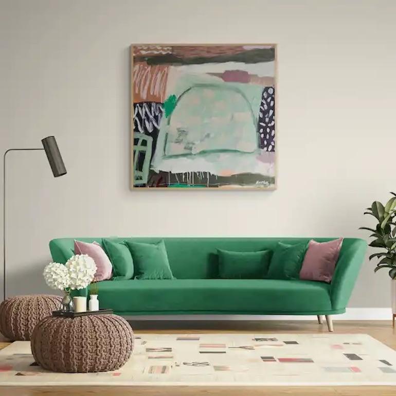 The Green Beach Blanket, Original abstract painting - Painting by Diane Whalley