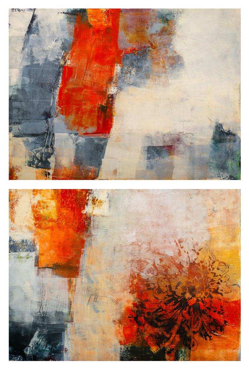 Dappled Light (diptychon) – Mixed Media Art von Diane Williams