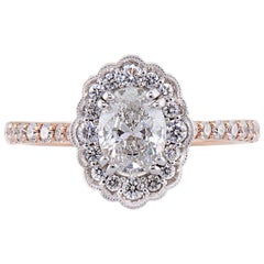 Dianna Rae Jewelry Rose Gold Oval Diamond Engagement Ring with Diamond Band