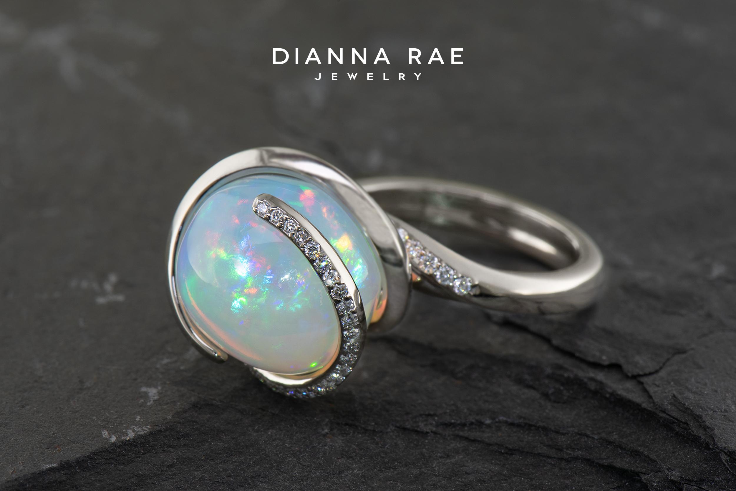 Awarded 2018 Overall Winner at Jeweler's of Louisiana Convention for Custom Jewelry Design! A stunning new addition to the Dianna Rae Original collection, the “Opal Orb”, is a bold and brilliant piece. This unique cocktail ring features an