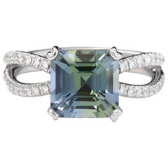 Dianna Rae Jewelry White Gold Peacock Tanzanite and Diamond Cocktail Ring