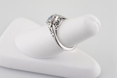 Dianna Rae Jewelry White Gold Rose Cut Diamond and Opal Engagement Ring