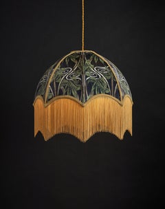 Dianne Green Lampshade with Fringing, Large