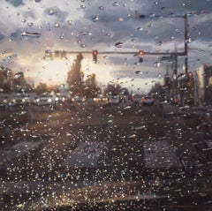 "Rain on Windshield: Morning Commute", Oil Painting