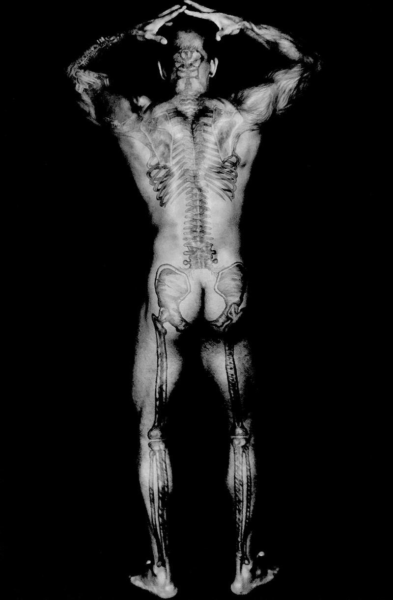 Dianora Niccolini Black and White Photograph - Ronaldo's Skeletal Tattoo Back
