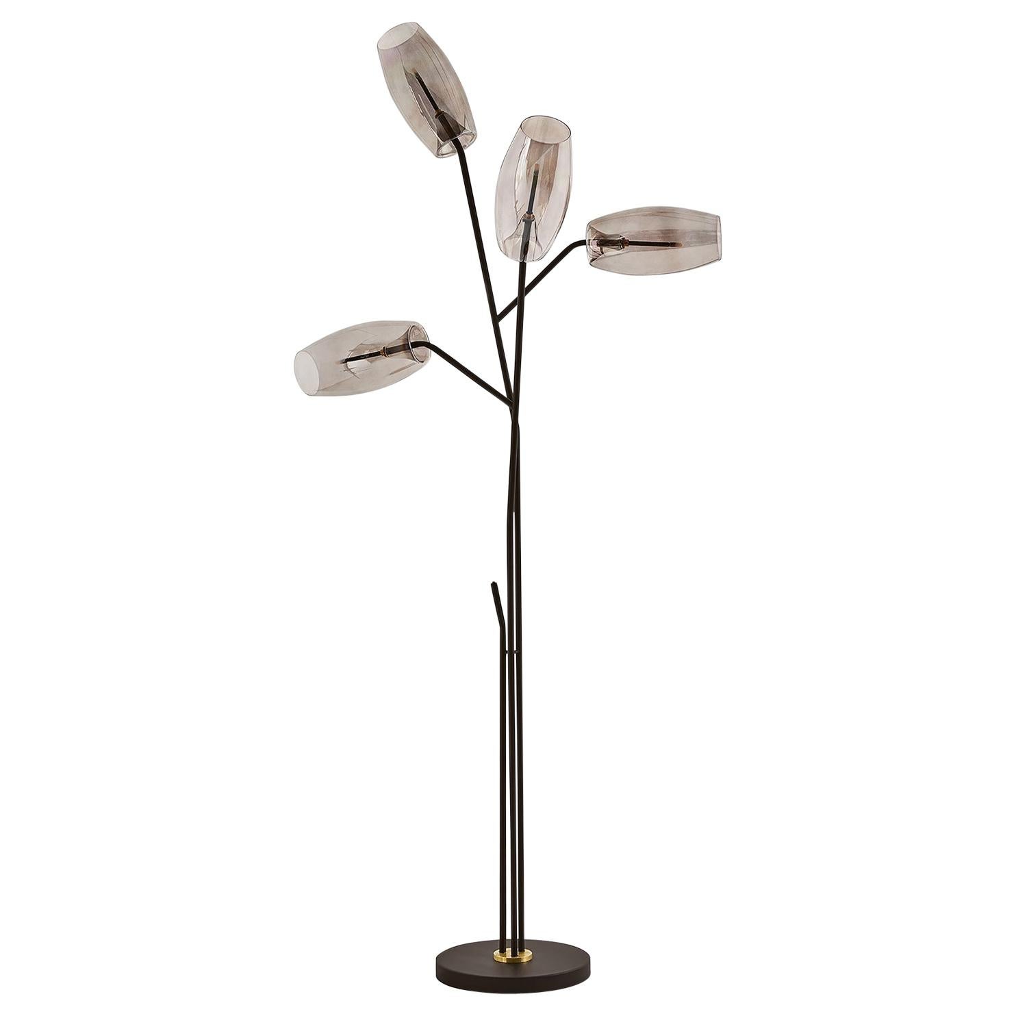 Diantha Terra by Gallotti & Radice with Mouth Blown Glass and Bronzed Metal For Sale
