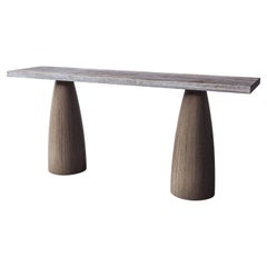 "Diard" Pedestal Leg and Grey Marble Console Table by Christiane Lemieux