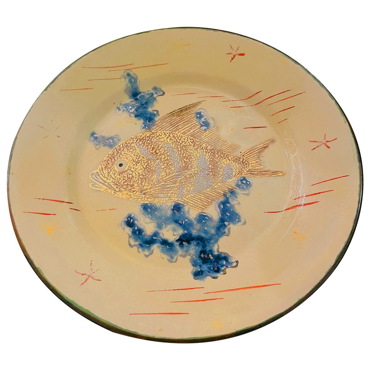 Mid-Century Modern Diaz-Costa Ceramic handpainted plate, set of 4 , circa 1960 For Sale