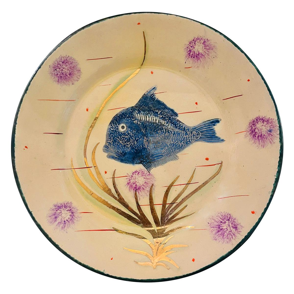 Diaz-Costa Ceramic handpainted plate, set of 4 , circa 1960 In Good Condition For Sale In Paris, FR