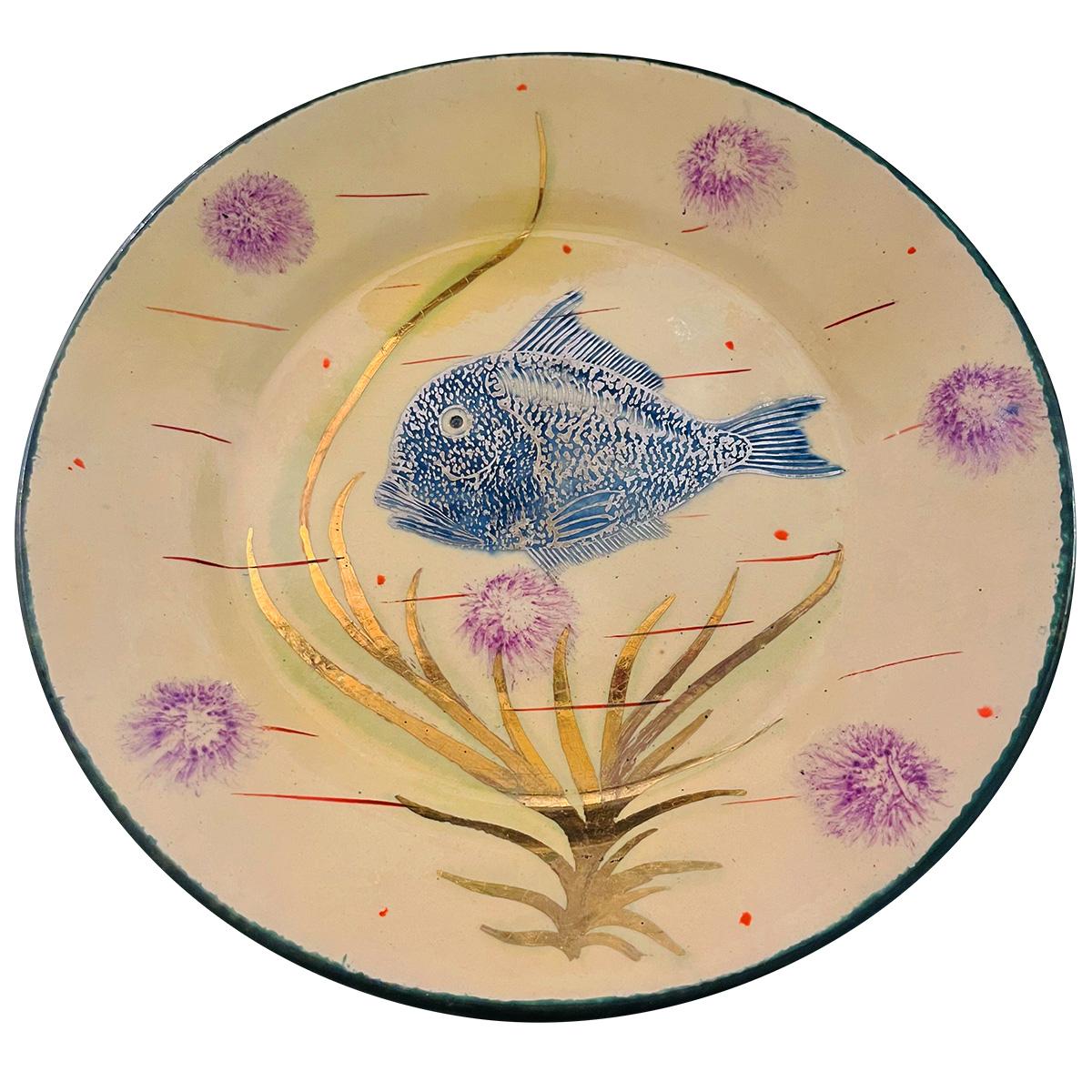 Mid-20th Century Diaz-Costa Ceramic handpainted plate, set of 4 , circa 1960 For Sale