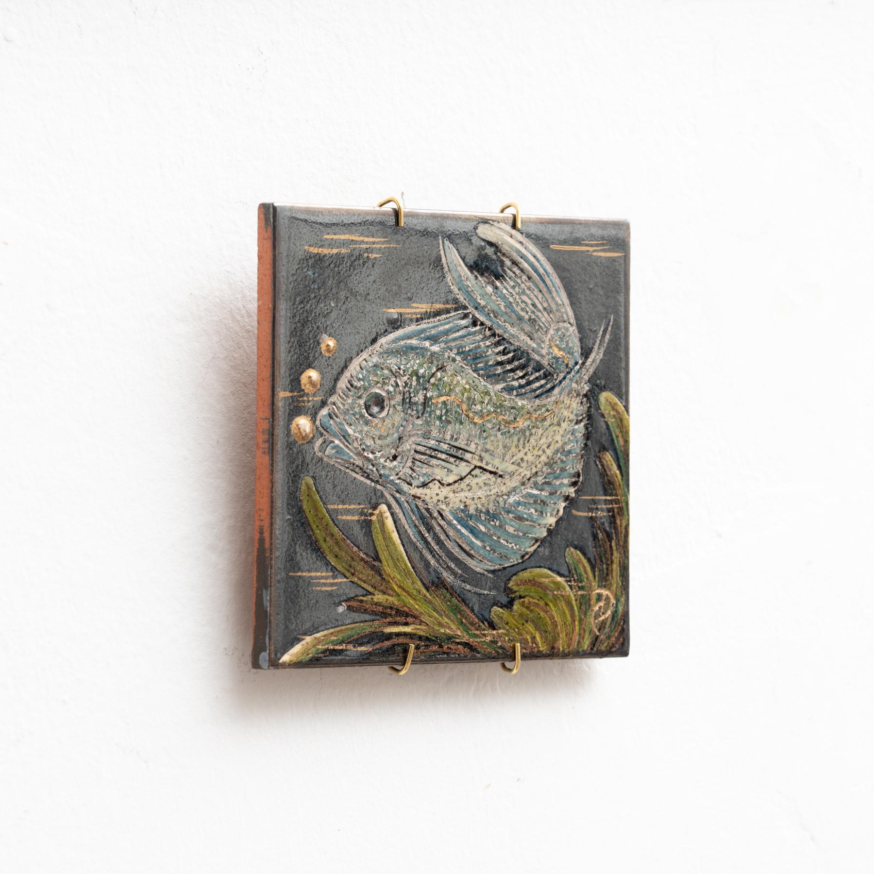 Opera d'arte dipinta a mano in ceramica di Diaz Costa, 1960 circa in vendita 3