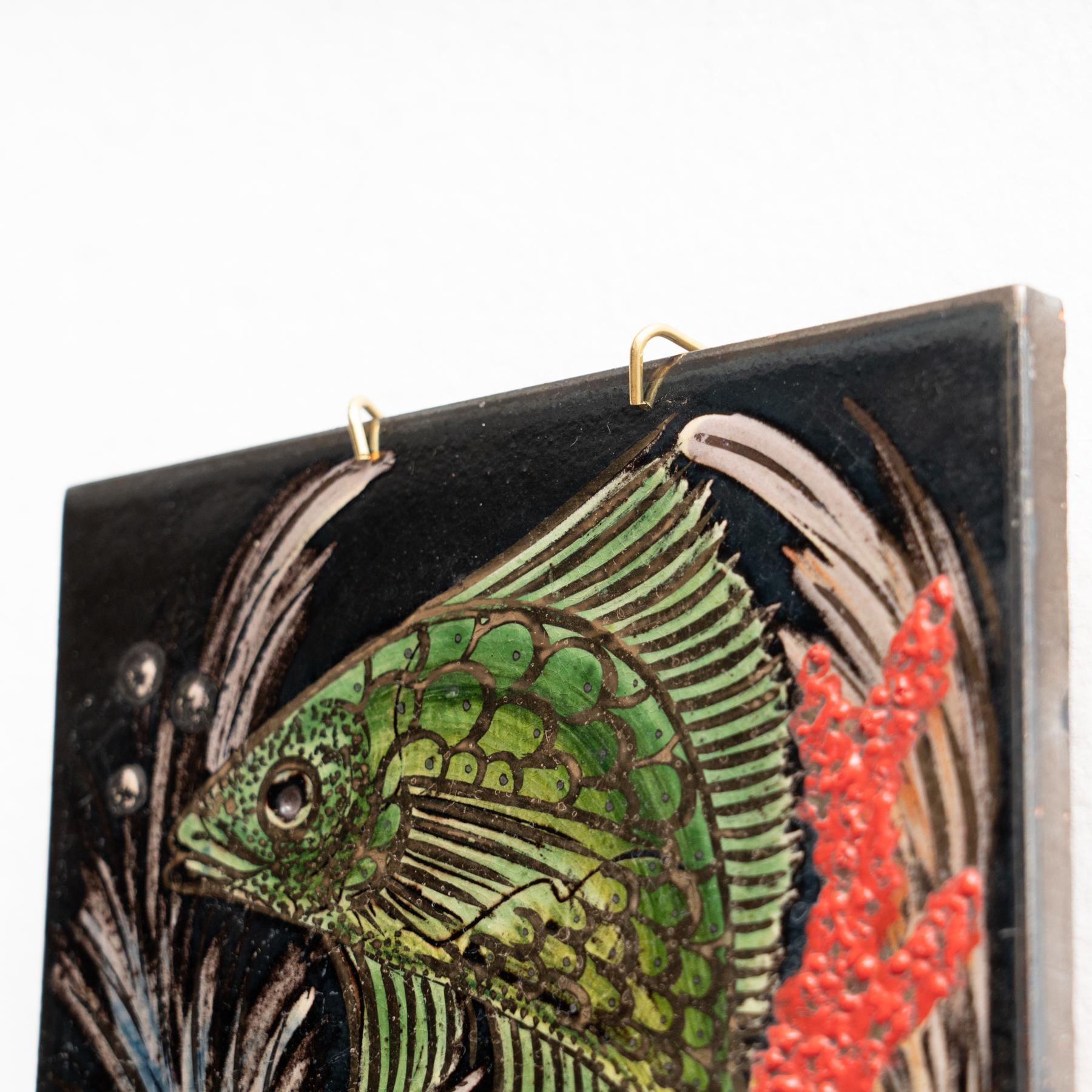 Opera d'arte dipinta a mano in ceramica di Diaz Costa, 1960 circa in vendita 3