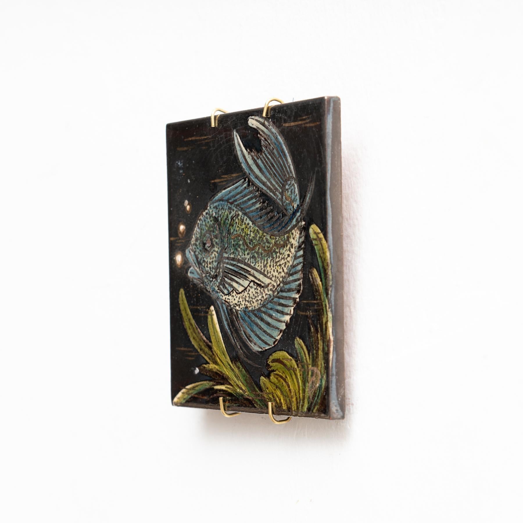 Opera d'arte dipinta a mano in ceramica di Diaz Costa, 1960 circa in vendita 6