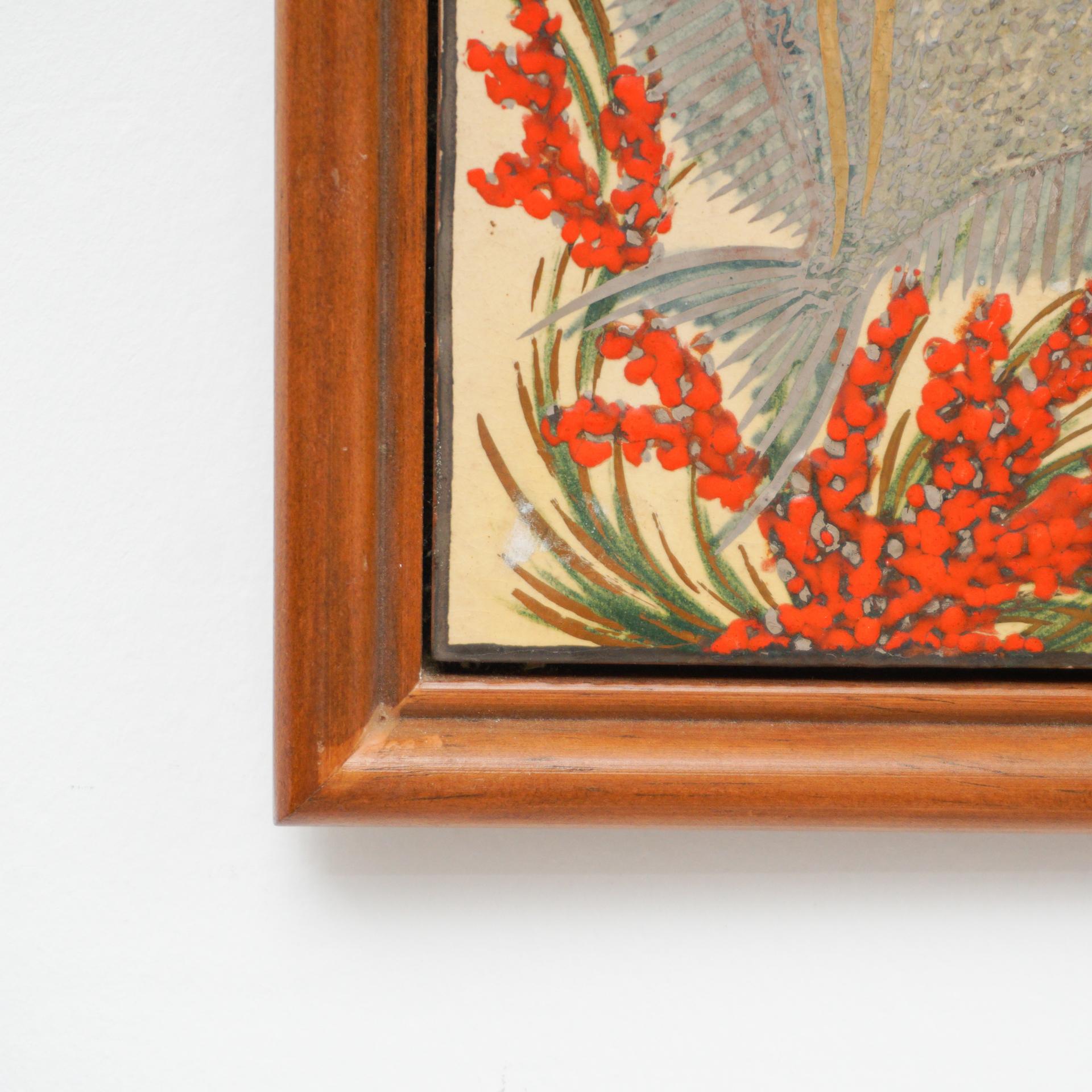 Ceramic hand painted artwork of a fish by Catalan artist Diaz Costa, circa 1960.
Framed.

In original condition, with minor wear consistent of age and use, preserving a beautiul patina.