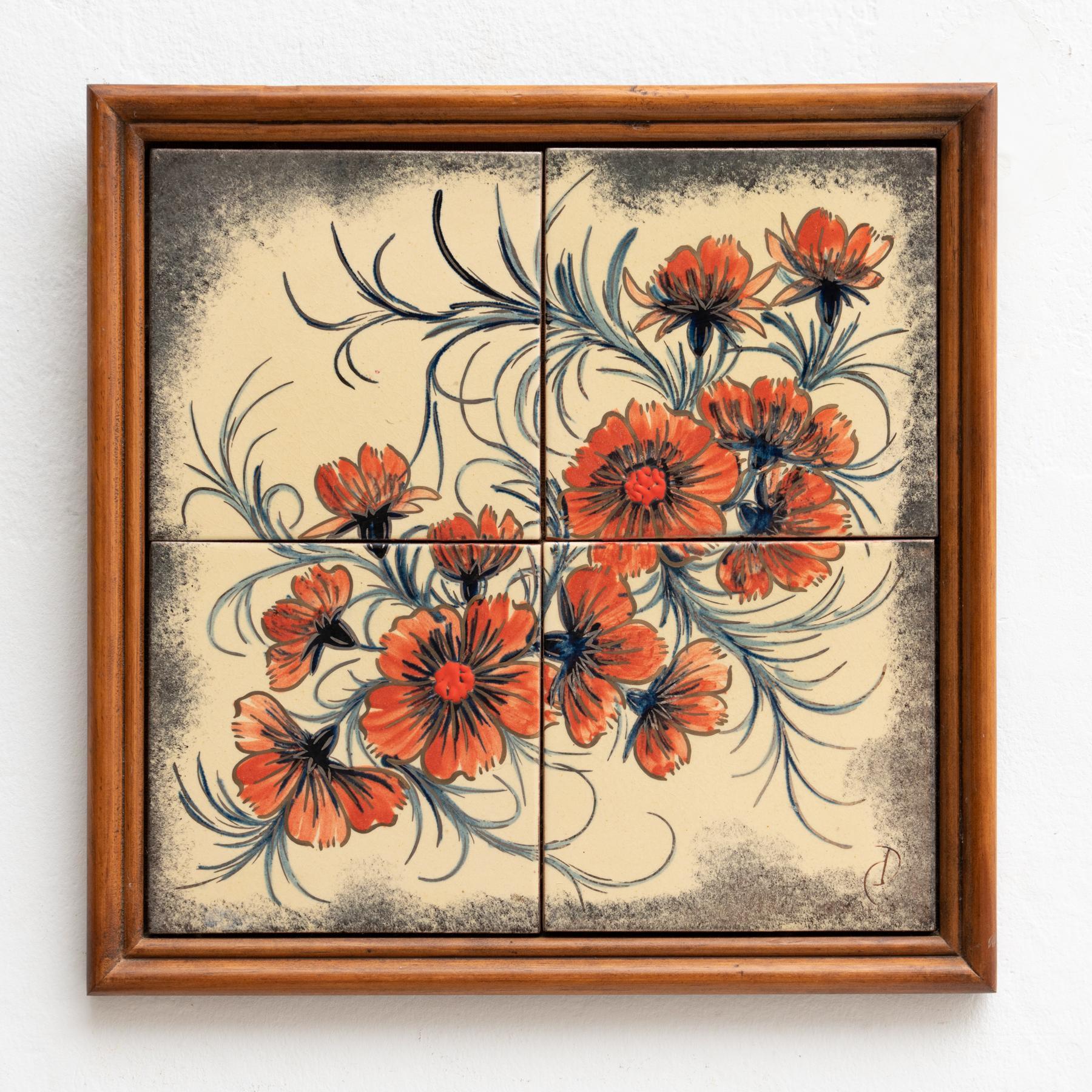 Mid-Century Modern Diaz Costa Ceramic Hand Painted Artwork, circa 1960 For Sale