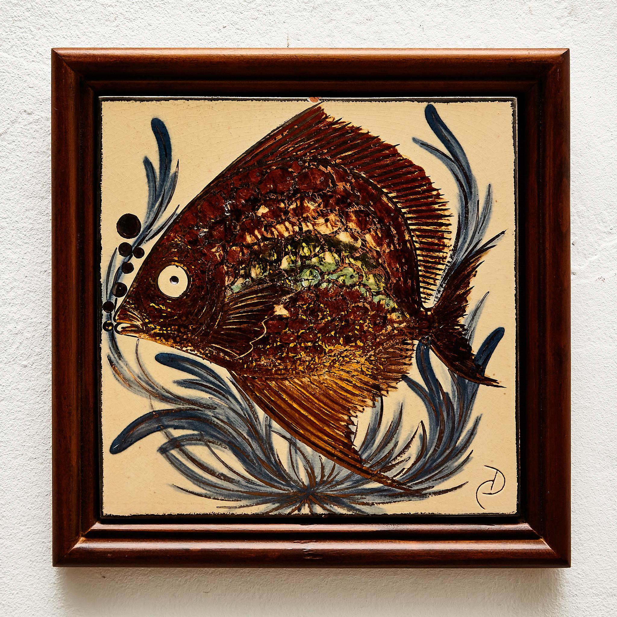 Diaz Costa Keramik-Kunstwerk, handbemalt, um 1960 (Moderne der Mitte des Jahrhunderts) im Angebot