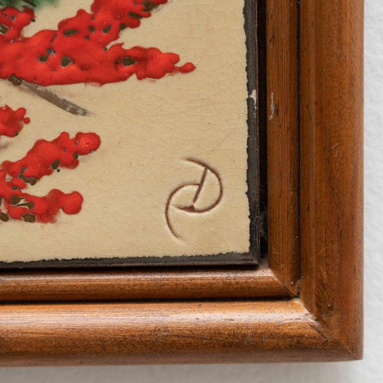 Mid-Century Modern Diaz COSTA Ceramic Hand Painted Artwork, circa 1960 For Sale