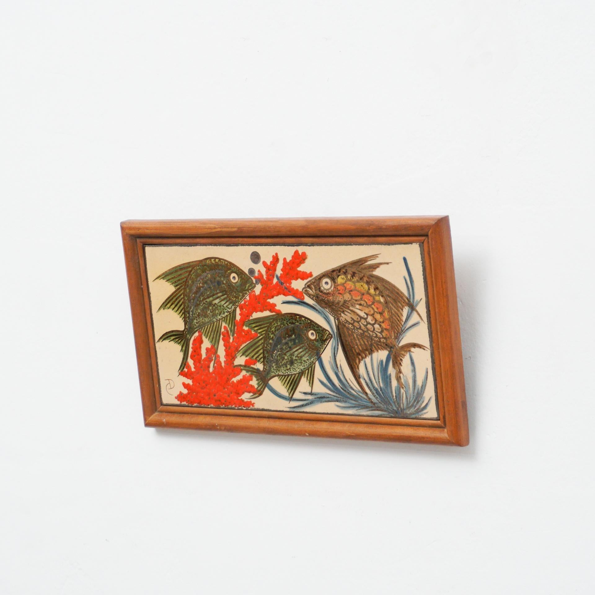 Diaz Costa Keramik-Kunstwerk, handbemalt, um 1960 (Spanisch) im Angebot