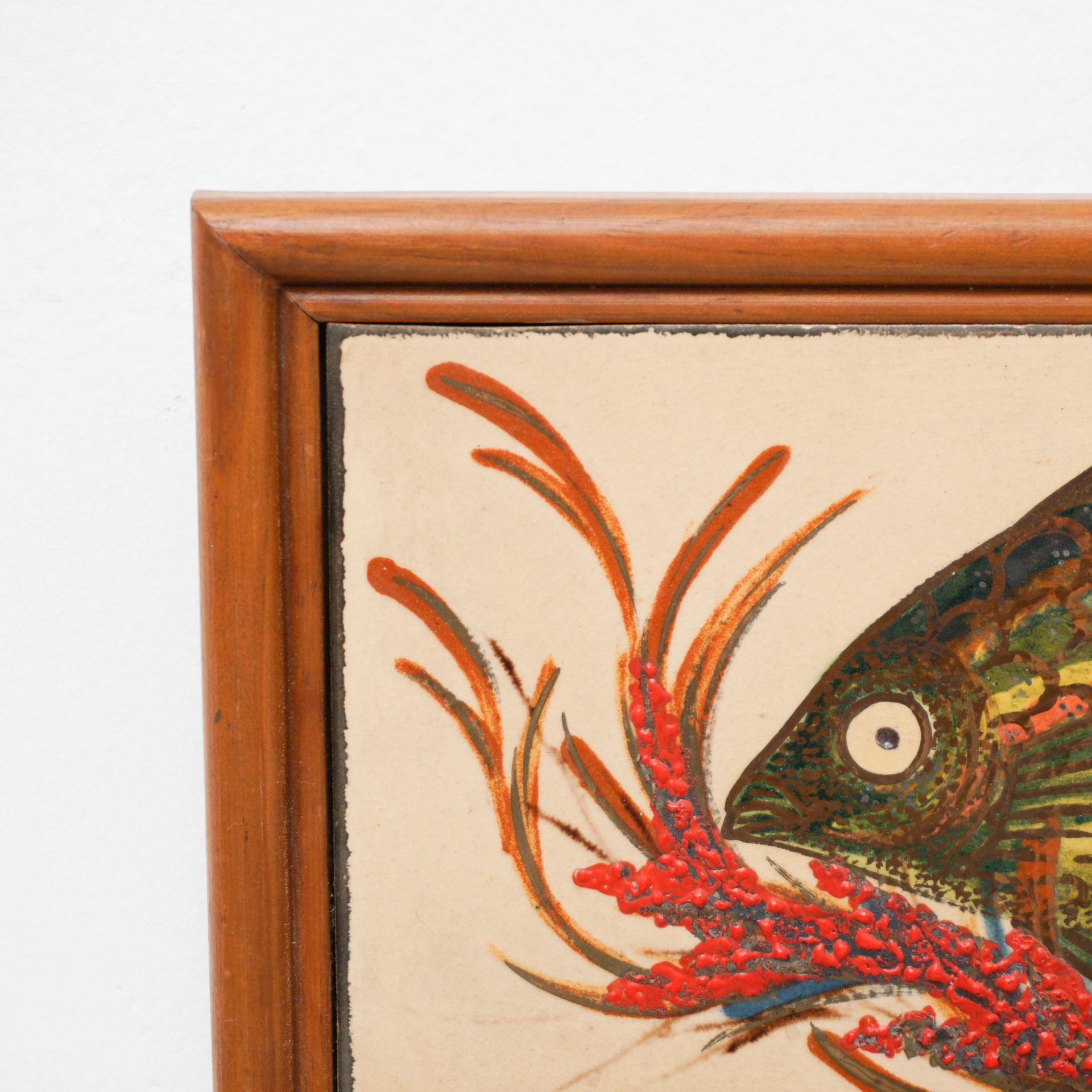 Spanish Diaz Costa Ceramic Hand Painted Artwork, circa 1960
