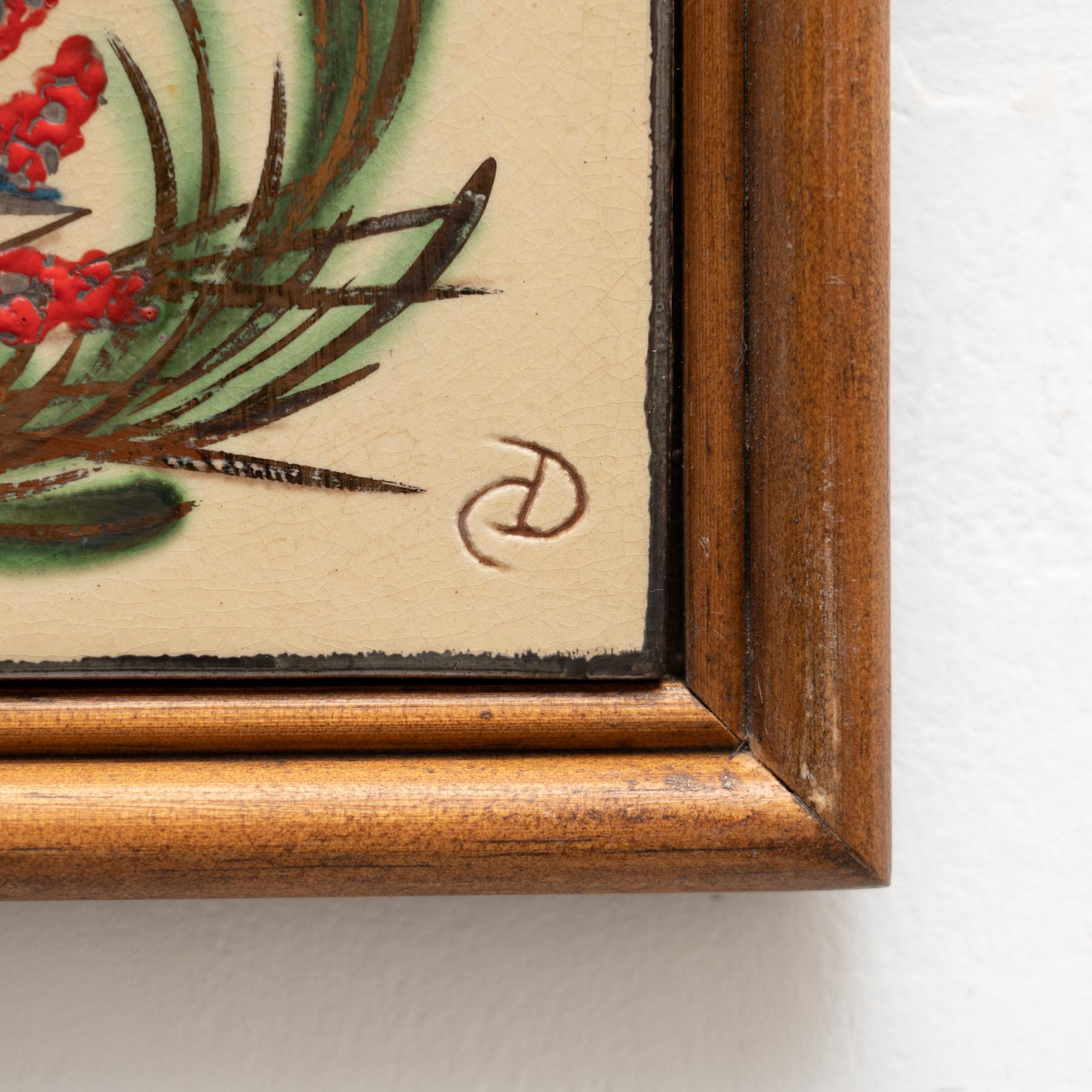 Spanish Diaz Costa Ceramic Hand Painted Artwork, circa 1960 For Sale