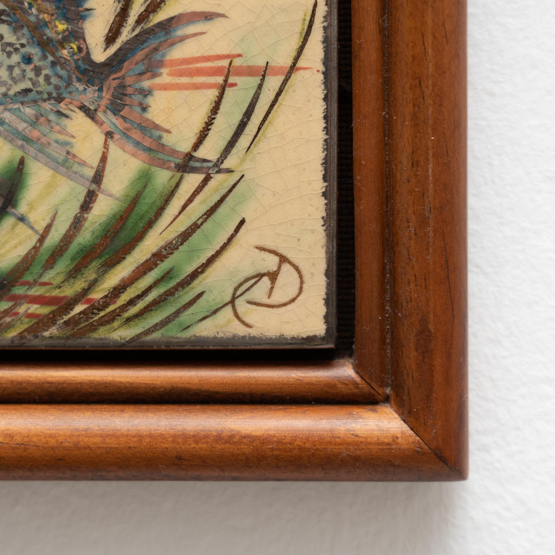 Diaz Costa Ceramic Hand Painted Artwork, circa 1960 In Good Condition For Sale In Barcelona, ES