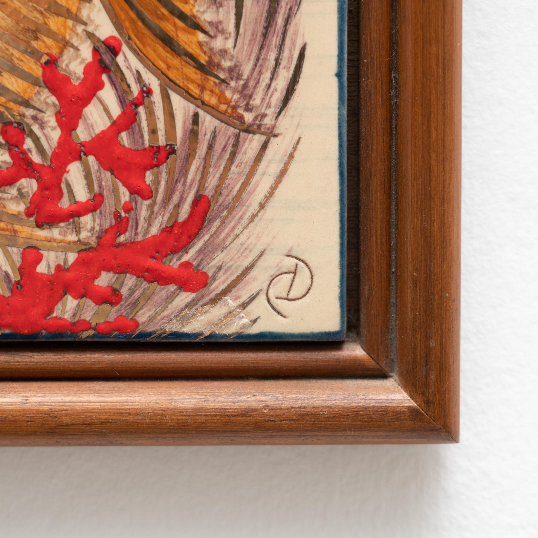 Diaz Costa Ceramic Hand Painted Artwork, circa 1960 In Good Condition For Sale In Barcelona, ES