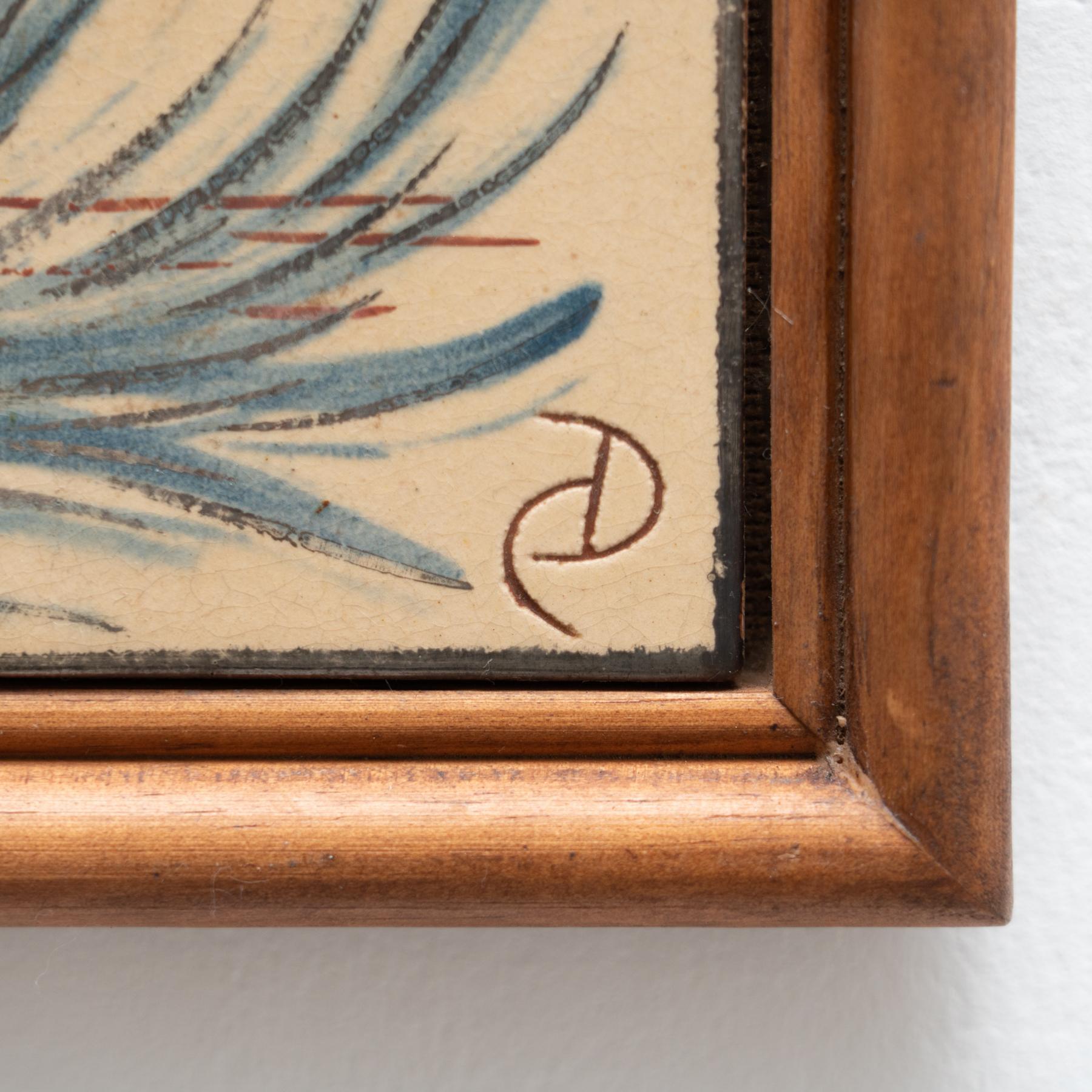 Diaz Costa Ceramic Hand Painted Artwork, circa 1960 In Good Condition For Sale In Barcelona, ES