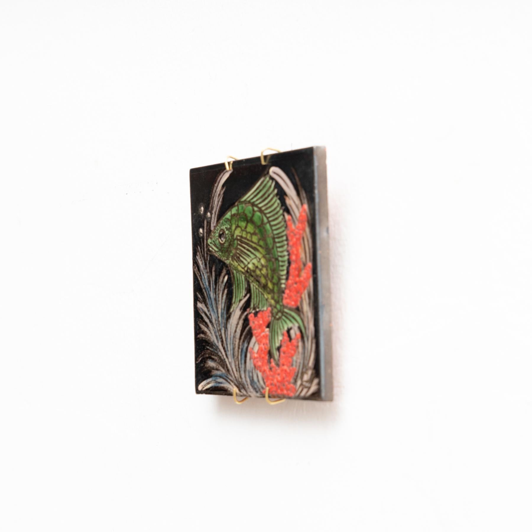 Opera d'arte dipinta a mano in ceramica di Diaz Costa, 1960 circa In condizioni buone in vendita a Barcelona, ES