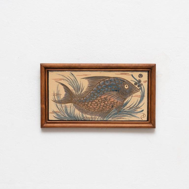Mid-20th Century Diaz Costa Ceramic Hand Painted Artwork, circa 1960 For Sale