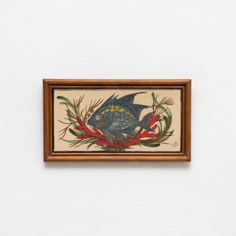 Mid-20th Century Diaz Costa Ceramic Hand Painted Artwork, circa 1960 For Sale