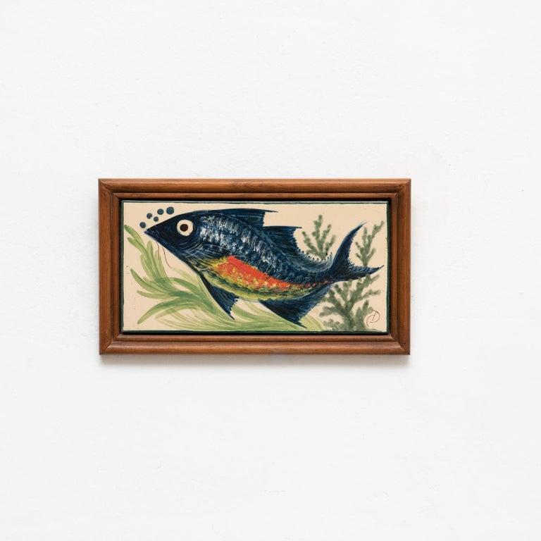 Mid-20th Century Diaz Costa Ceramic Hand Painted Artwork, circa 1960 For Sale