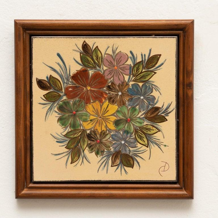 Mid-20th Century Diaz Costa Ceramic Hand Painted Artwork, circa 1960 For Sale