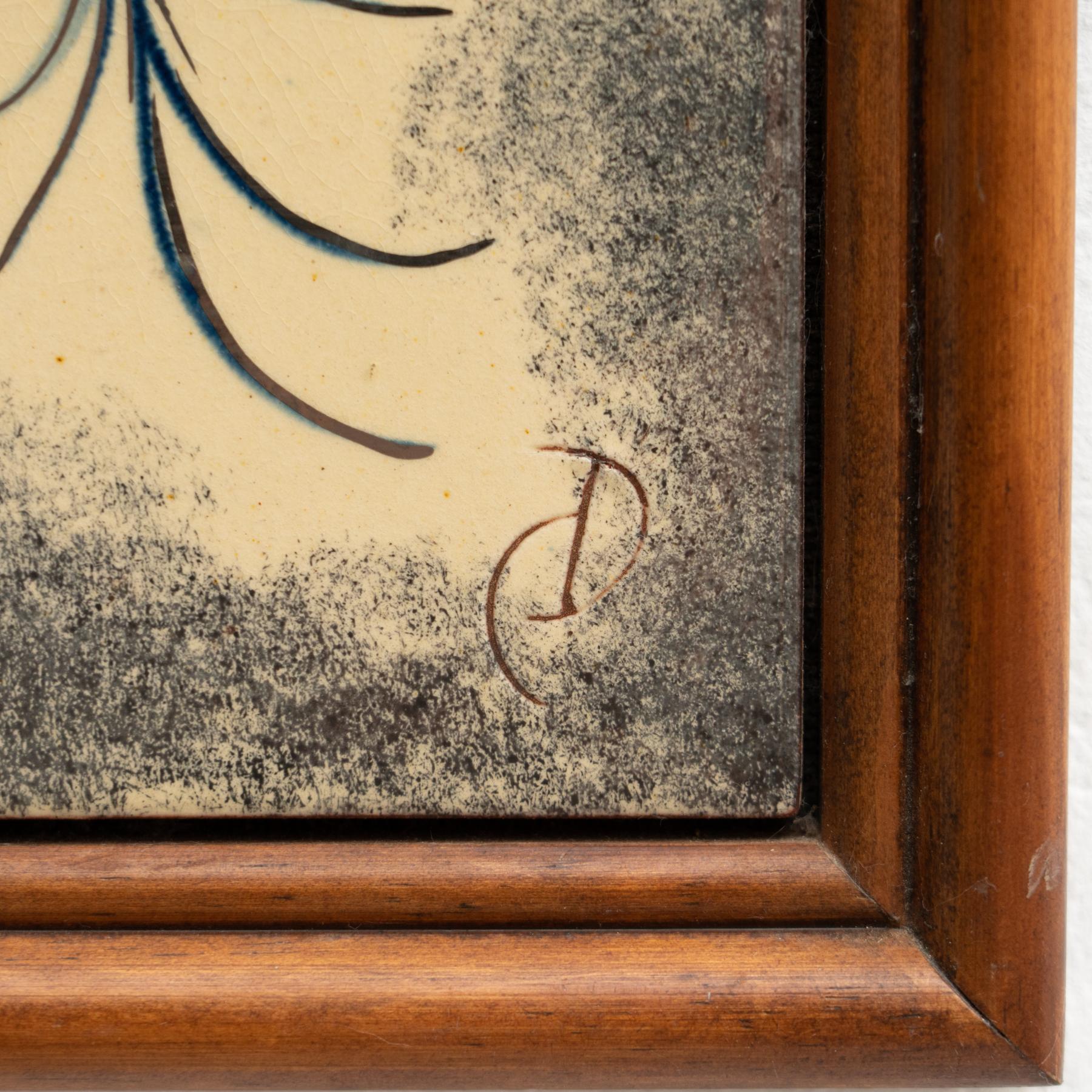 Diaz Costa Ceramic Hand Painted Artwork, circa 1960 For Sale 1