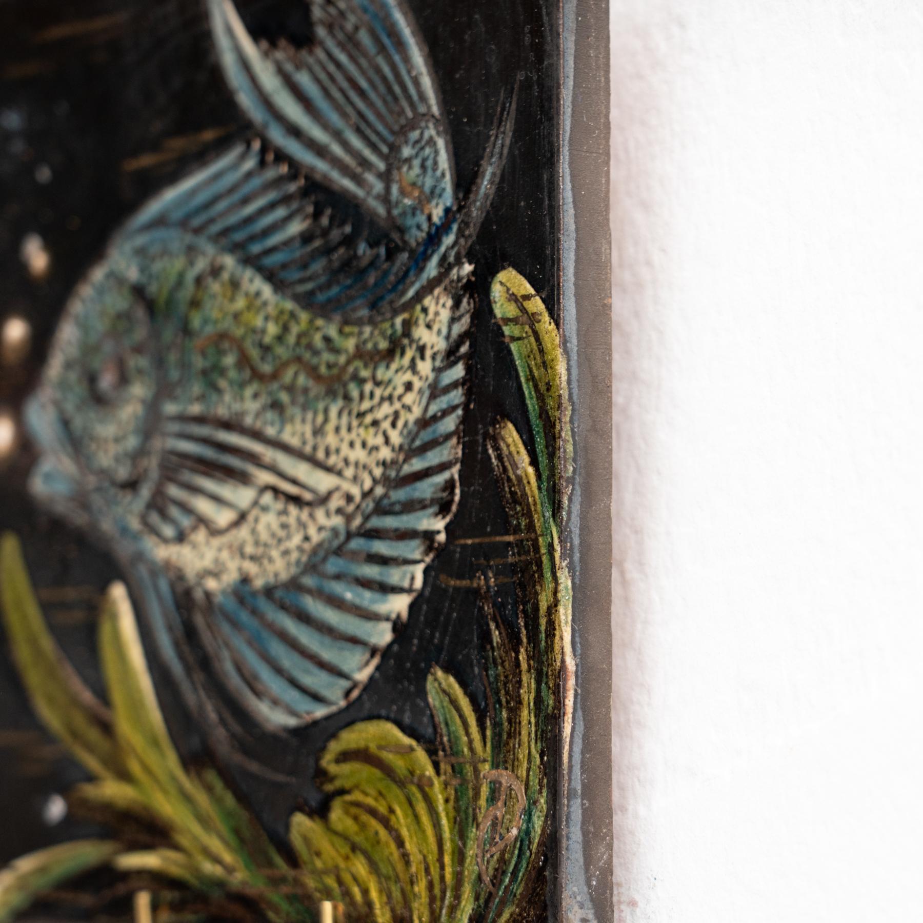 Ceramica Opera d'arte dipinta a mano in ceramica di Diaz Costa, 1960 circa in vendita
